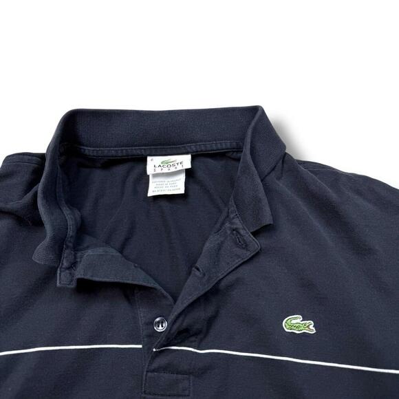 Lacoste Sport Long Sleeve Polo Shirt Black Striped Size 6 (XL) Crocodile Casual - Picture 4 of 7
